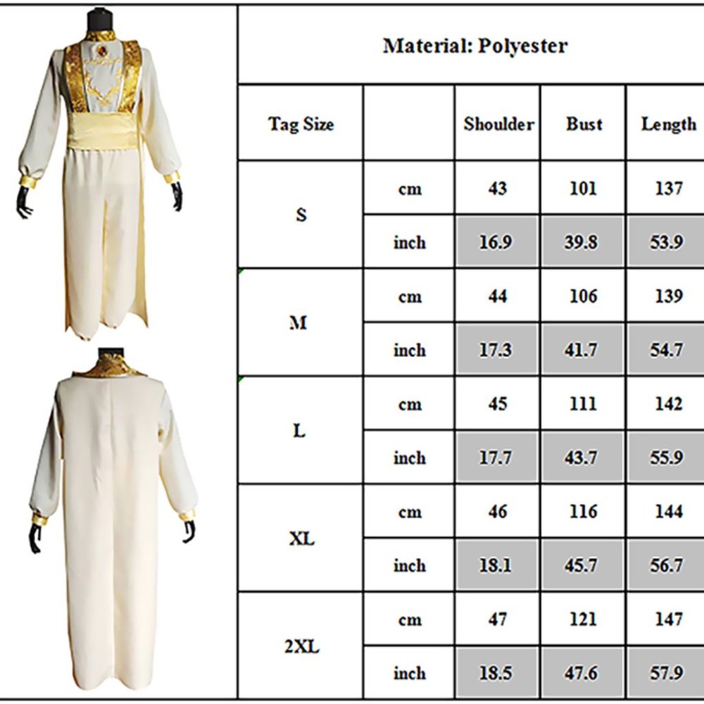 Aladdin Animation Arabian Prince Sultan Hat Cosplay Halloween Man Costume XL - Picture 5 of 10